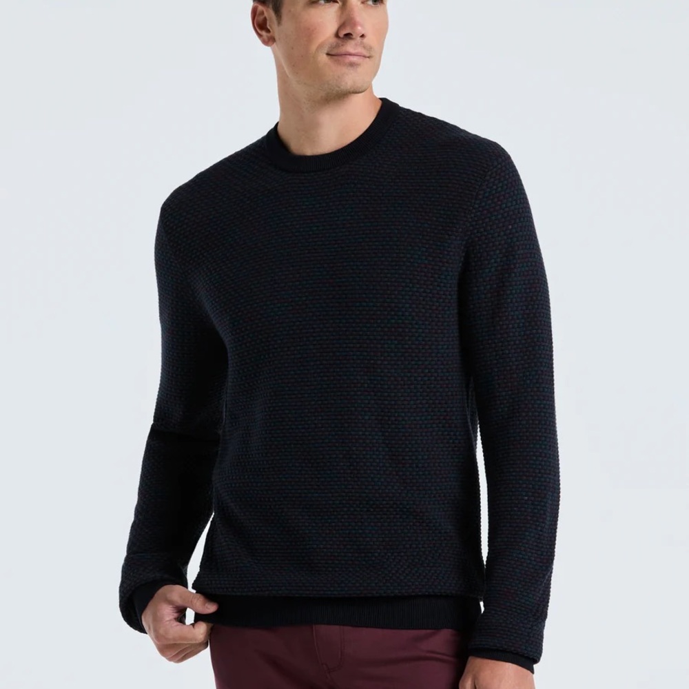 NWT Perry Ellis SPACE DYE TEXTURE CREW NECK SWEATER Sapphire Blue Medium